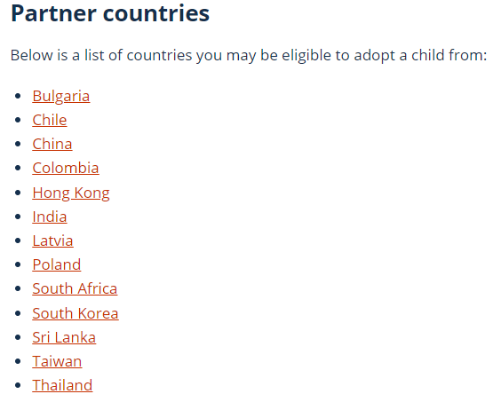 Australian internationsl adoption partner countries